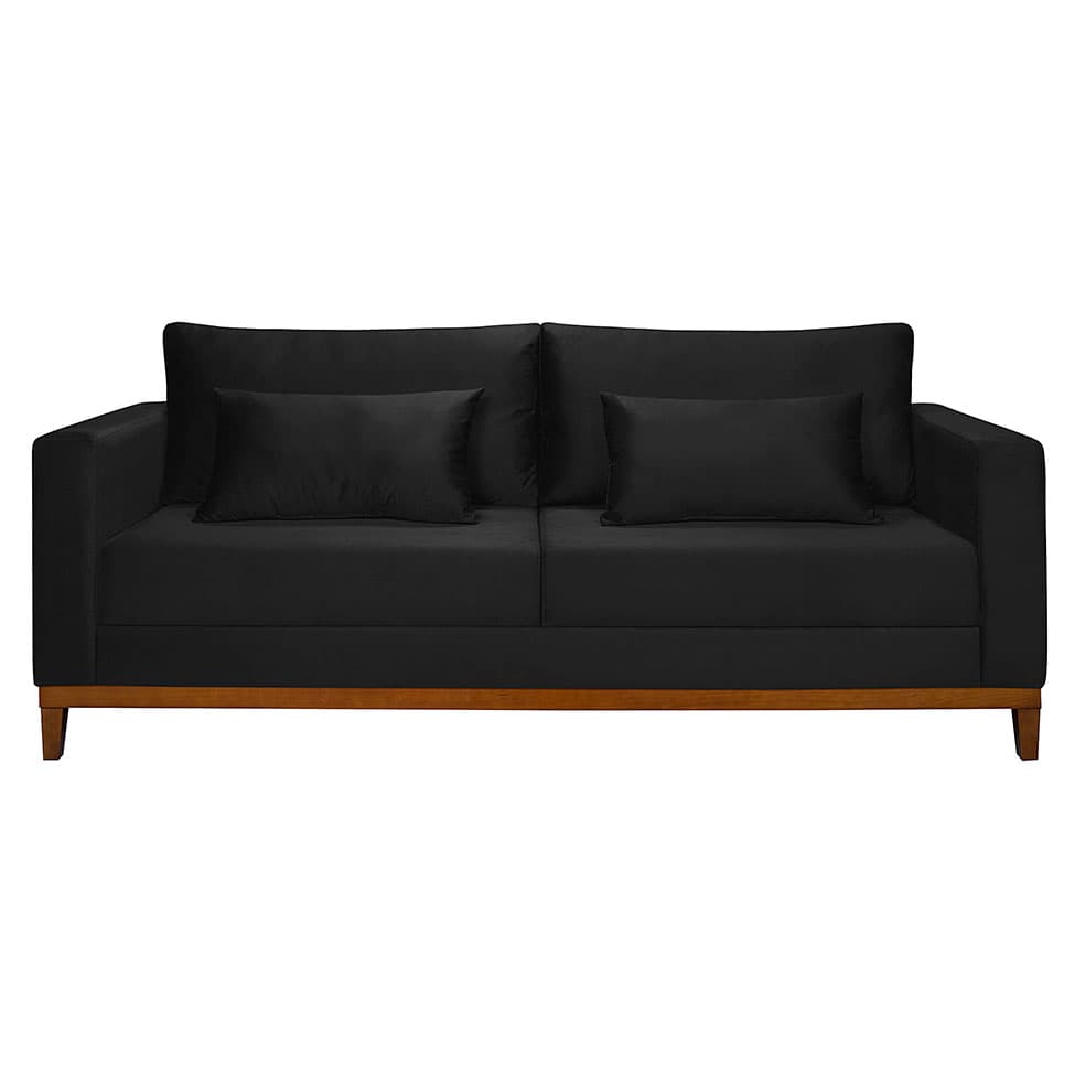 Sofá 3 Lugares Bahamas Suede Preto 230 cm