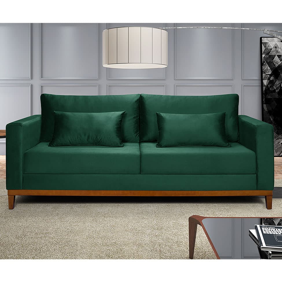 Sofá 3 Lugares Bahamas Suede Verde 200 cm