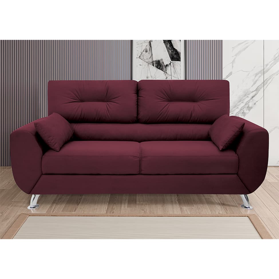 Sofá 3 Lugares Denver Suede Vinho