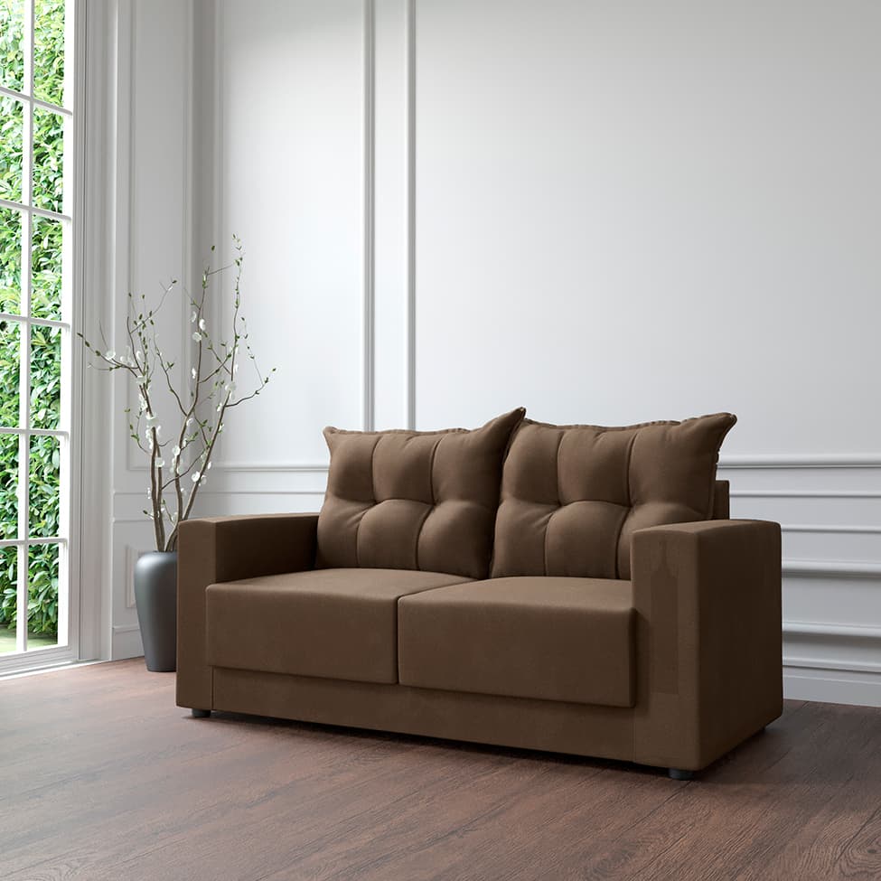 Sofá 3 Lugares Lubeck Suede Marrom 180 cm