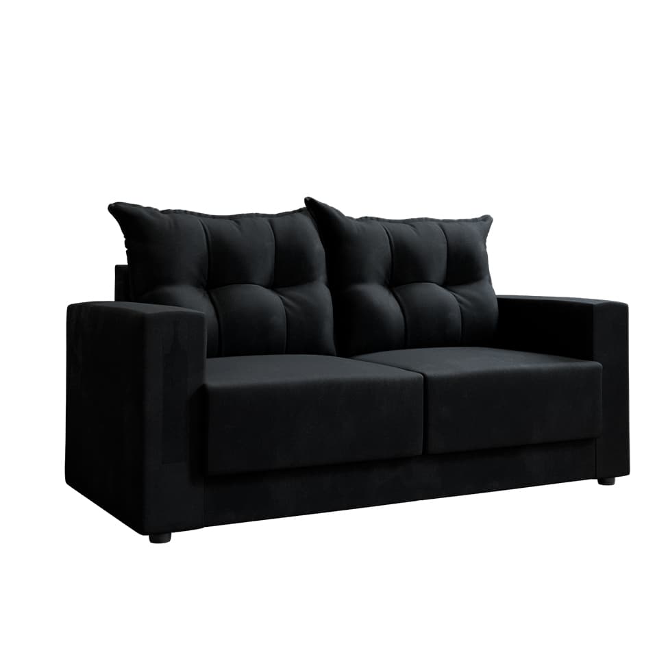 Sofá 3 Lugares Lubeck Suede Preto 180 cm