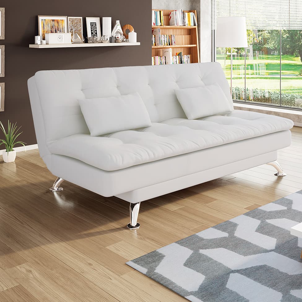 Sofá-Cama 3 Lugares Casal Premium Branco