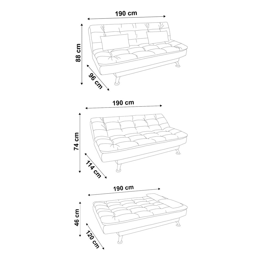 Sofá-Cama 3 Lugares Casal Premium Branco