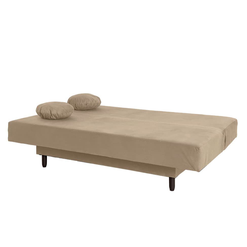 Sofá-Cama Casal 3 Lugares Jimmy Suede Bege