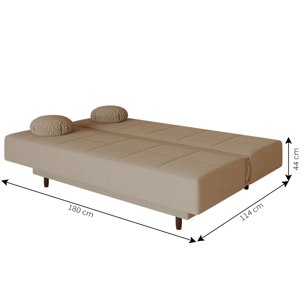 Sofá-Cama Casal 3 Lugares Jimmy Suede Bege