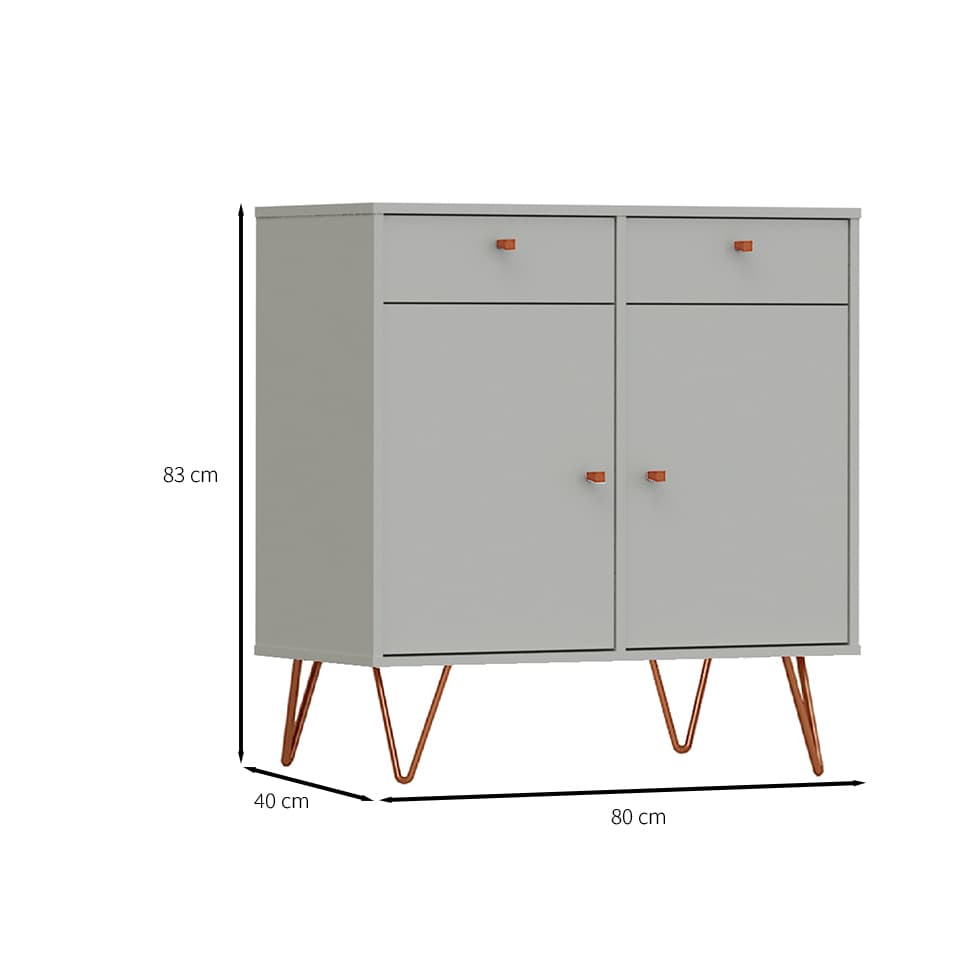 Buffet Ônix 2 PT 2 GV Off White e Cobre