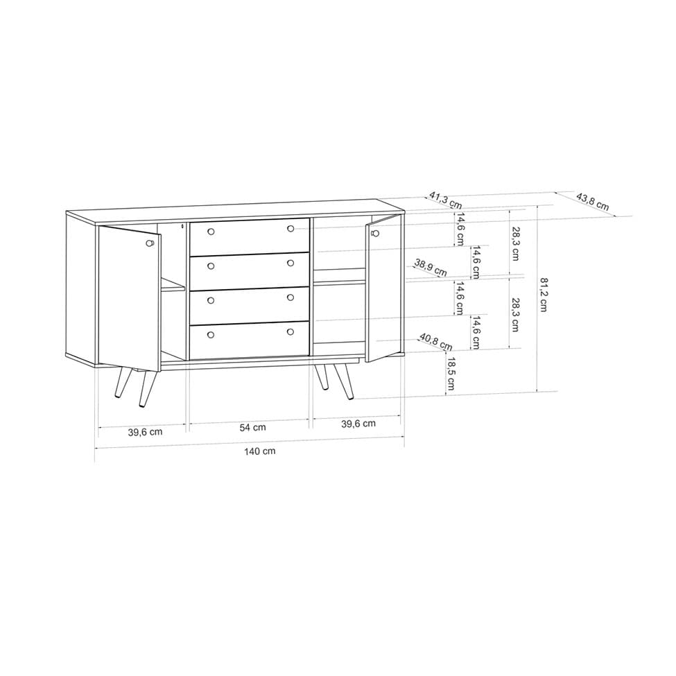 Buffet Califórnia 4 GV 2 PT Preto