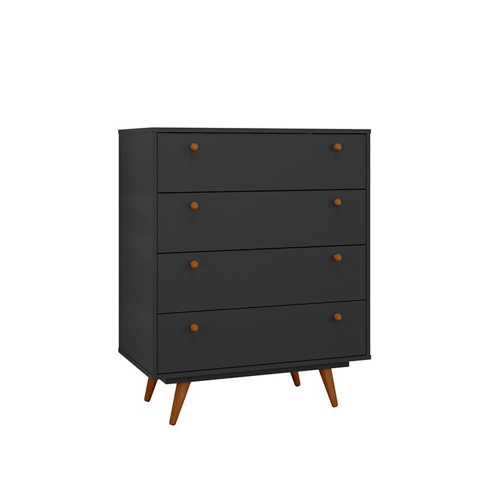 Cômoda Retrô 4 Gavetas Preta