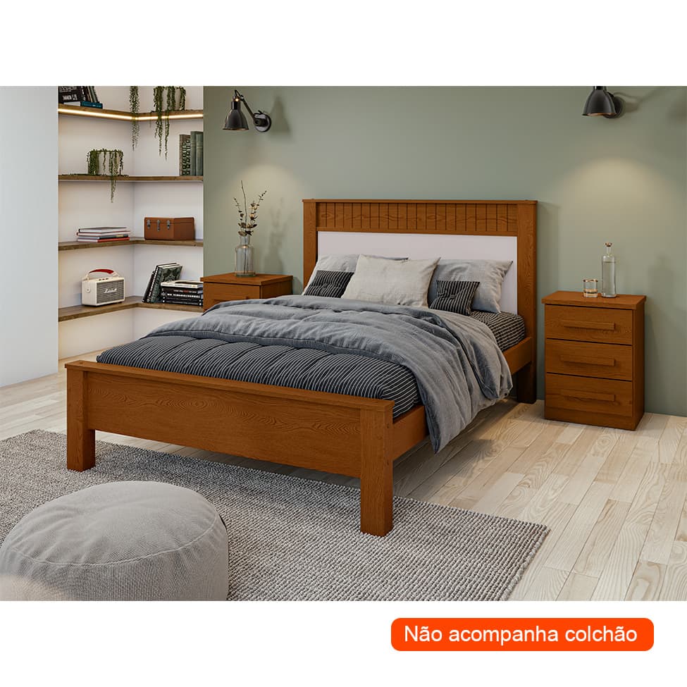 Cama Casal Athenas Frassino e Off White