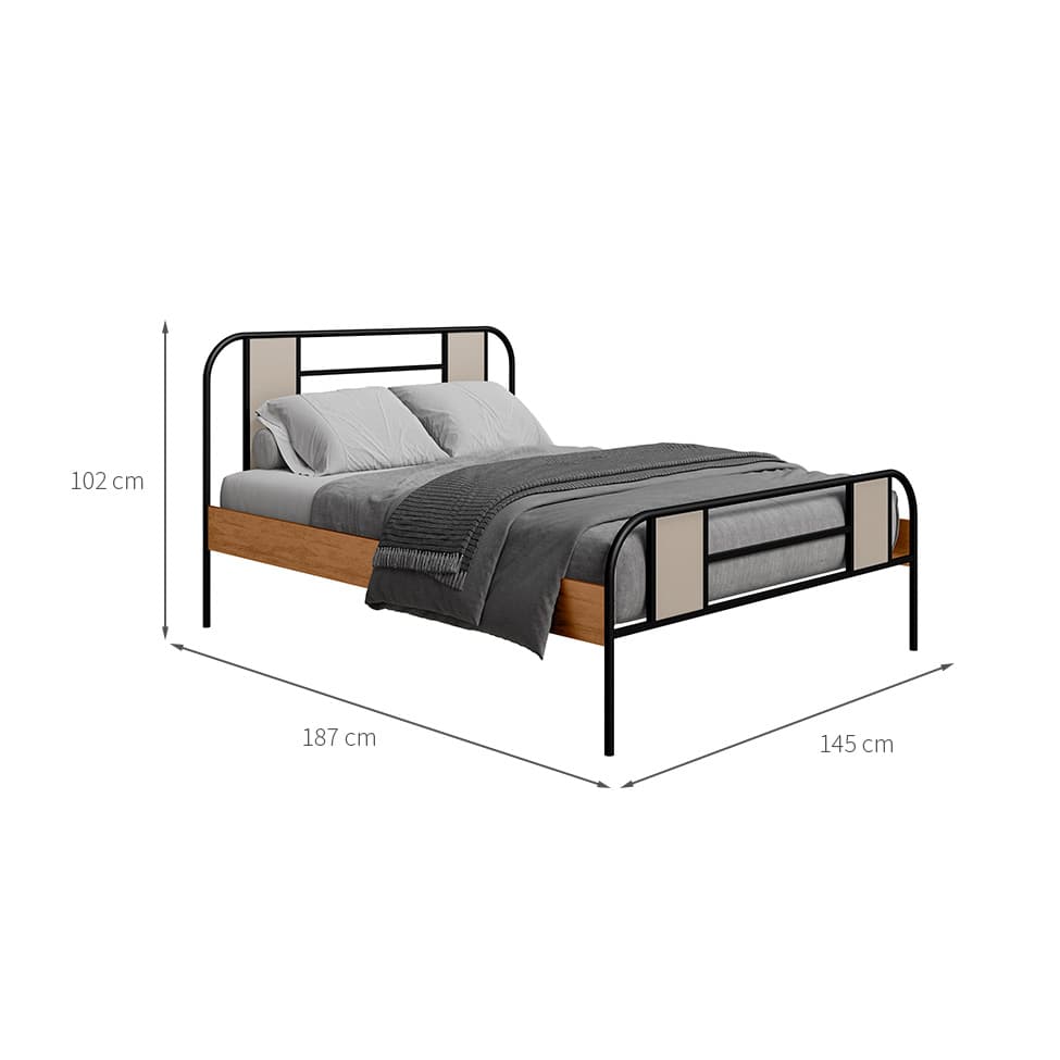 Cama Casal Sevilha Preta e Canela