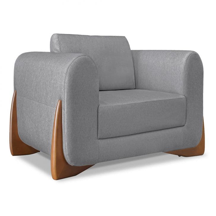 Conjunto com 2 Poltronas Yves Linho Cinza