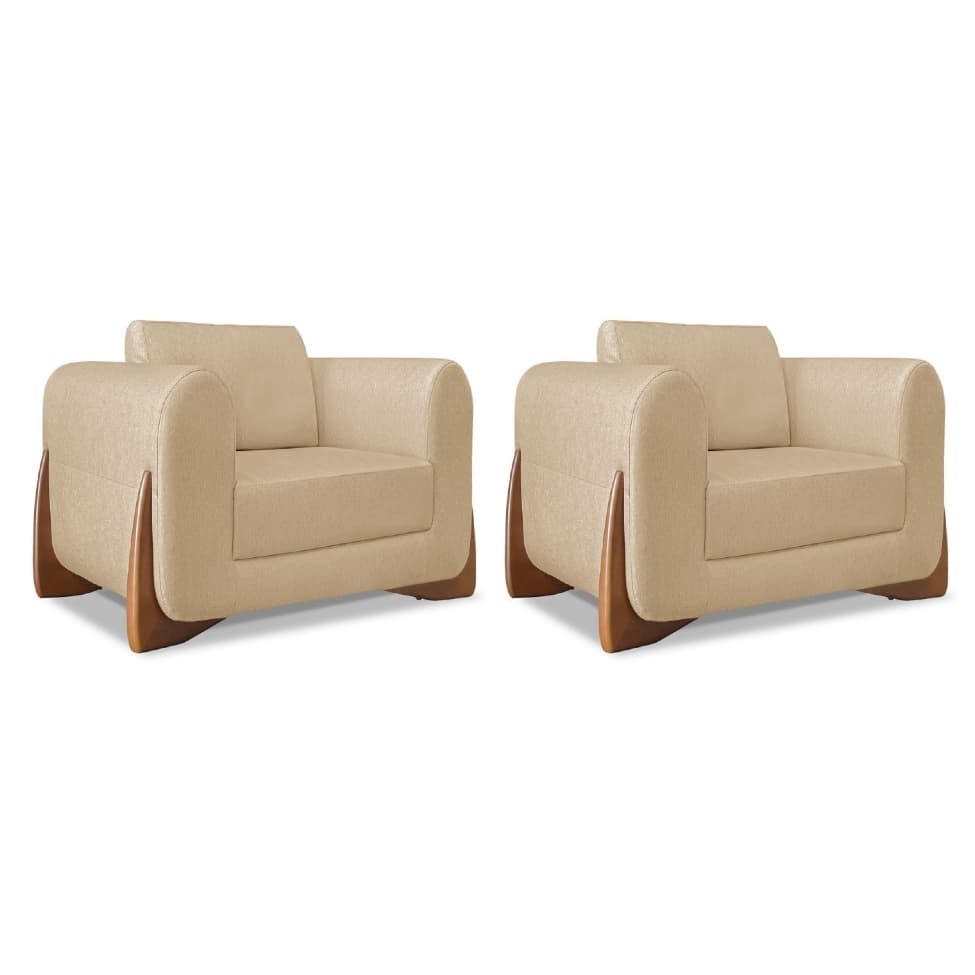 Conjunto com 2 Poltronas Yves Linho Dourado