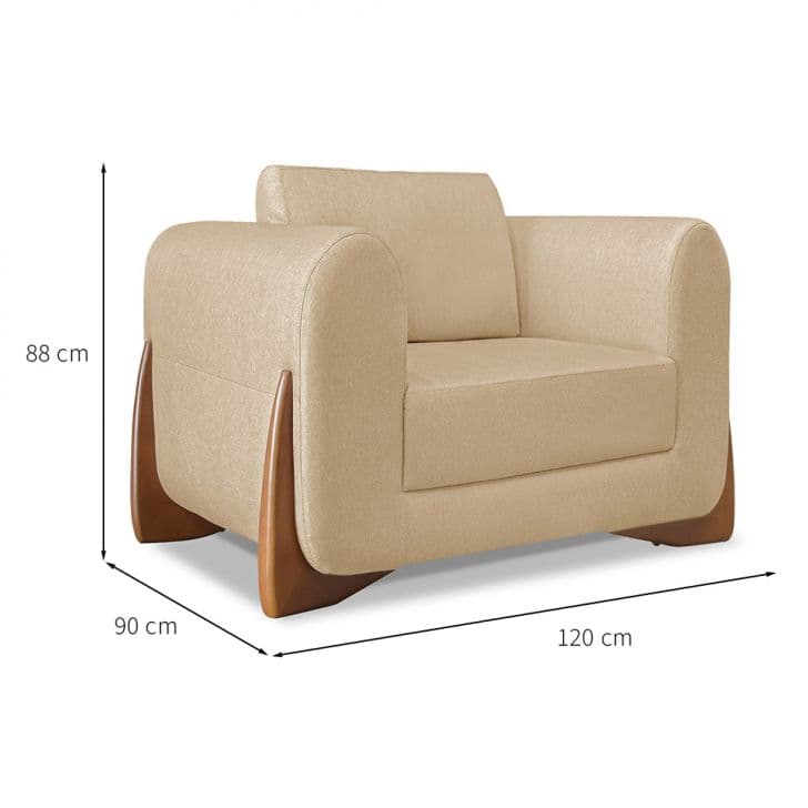 Conjunto com 2 Poltronas Yves Linho Dourado