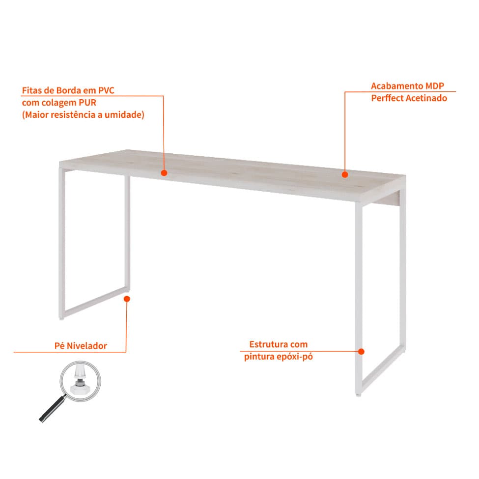 Escrivaninha Studio Snow e Branca 150 cm