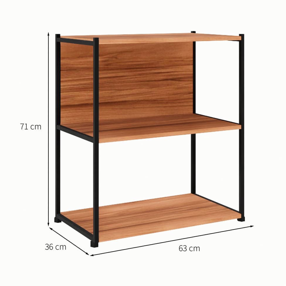 Estante Shelf Nogal Sevilha e Preta 71 cm