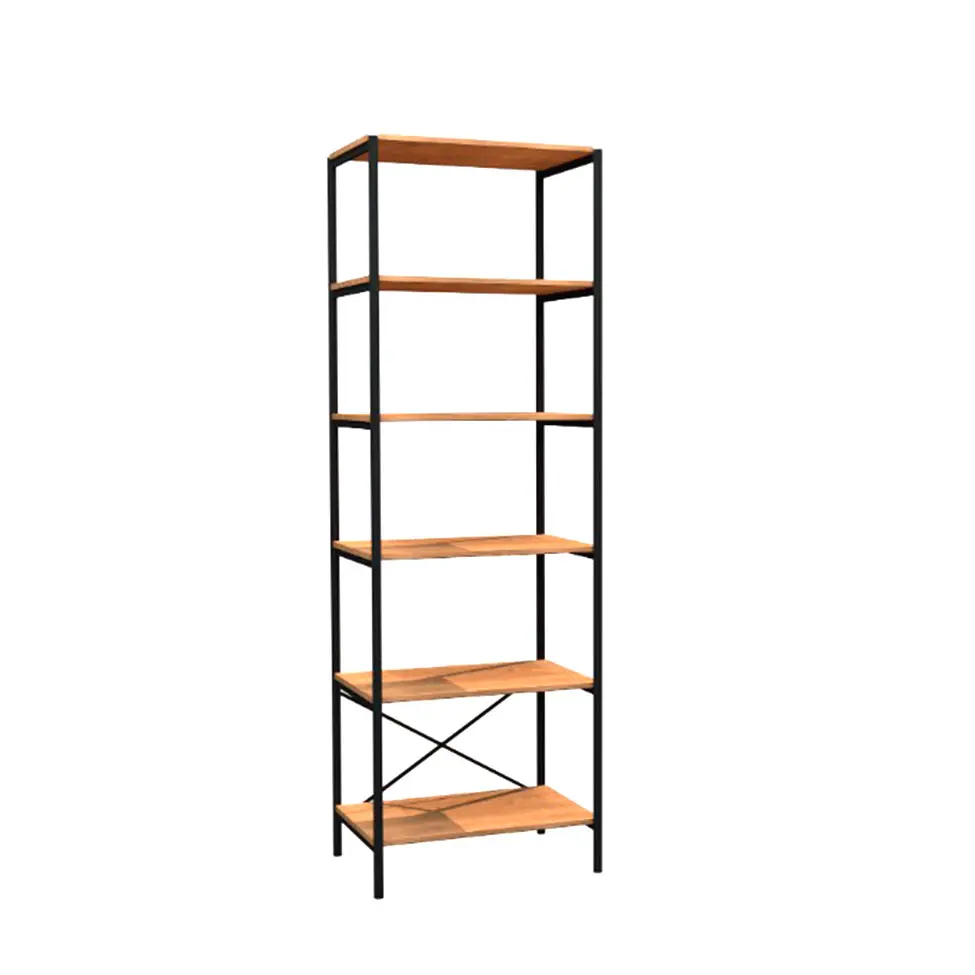 Estante Trento Madeira e Preta 180 cm