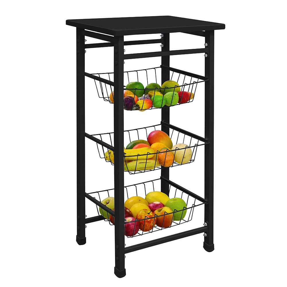 Fruteira Max 3 Cestos Preta