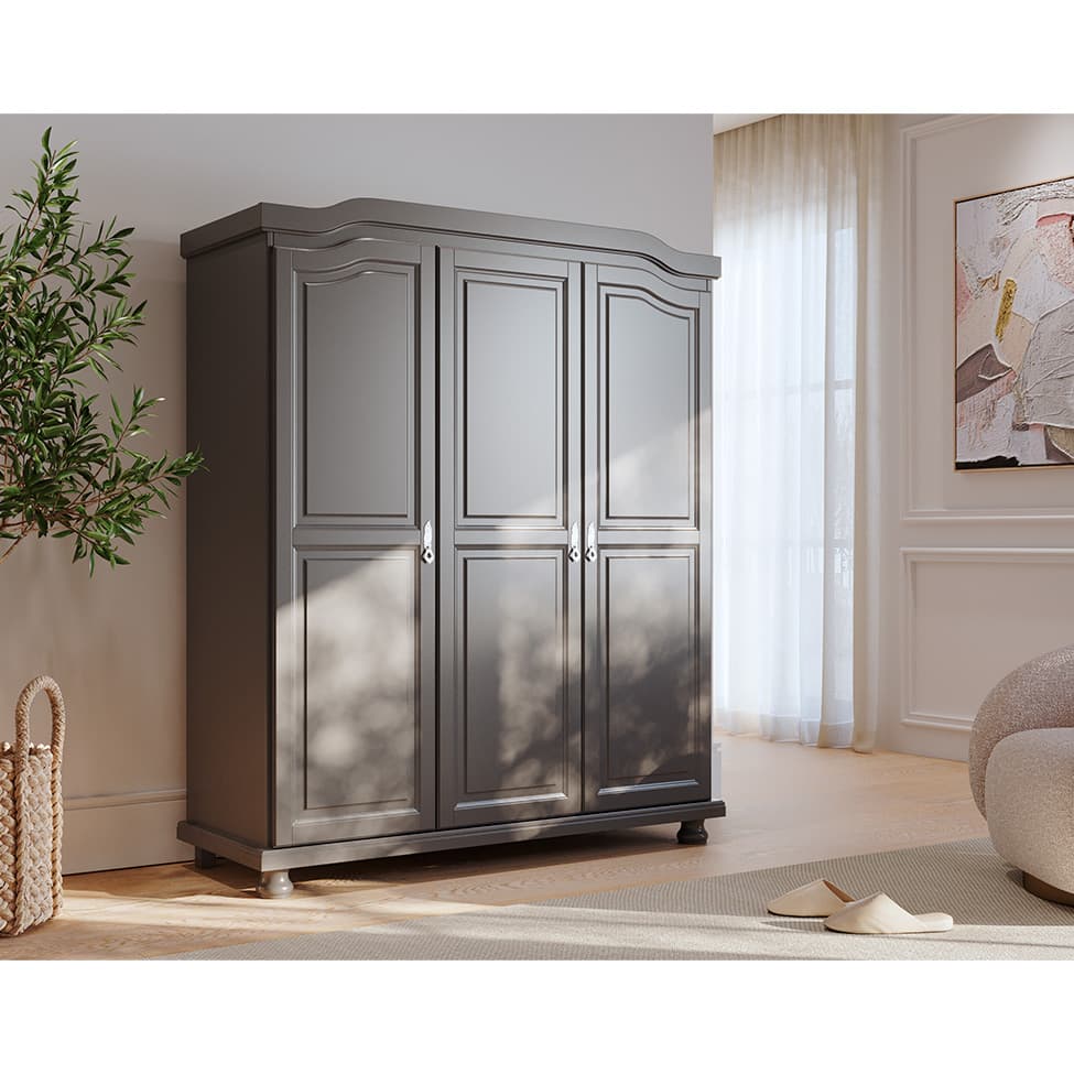 Guarda-Roupa Casal Bastian 3 Portas Cinza