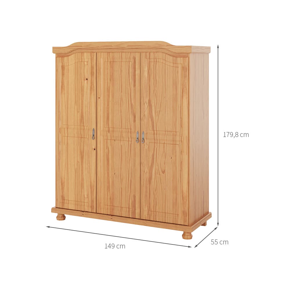 Guarda-Roupa Casal Bastian 3 Portas Natural