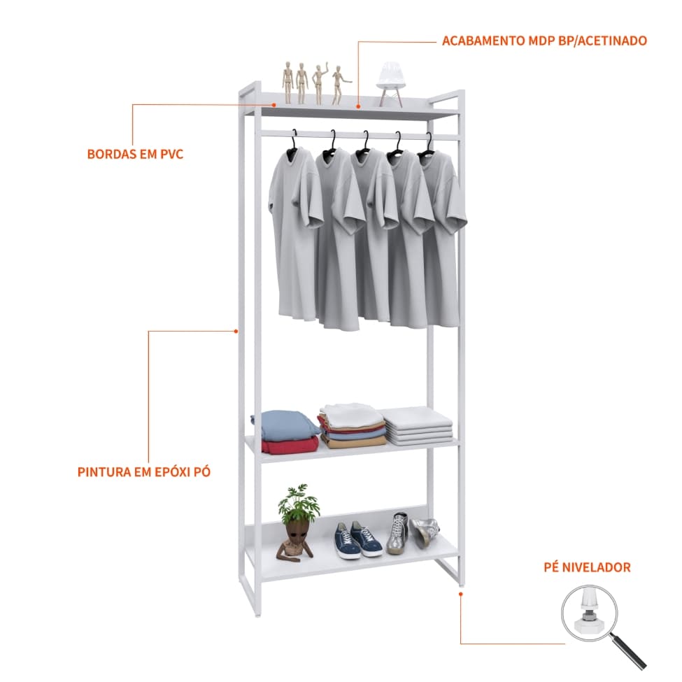 Guarda-Roupa Closet Studio Branco 187x80 cm