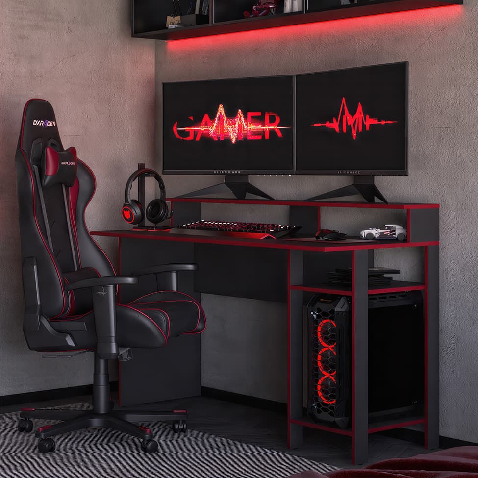 Mesa Gamer Eddie Vulcano e Vermelha