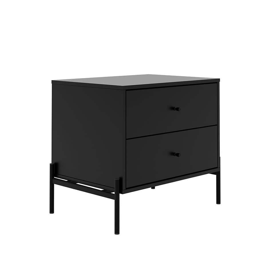 Mesa de Cabeceira Jasper 2 Gavetas Preta