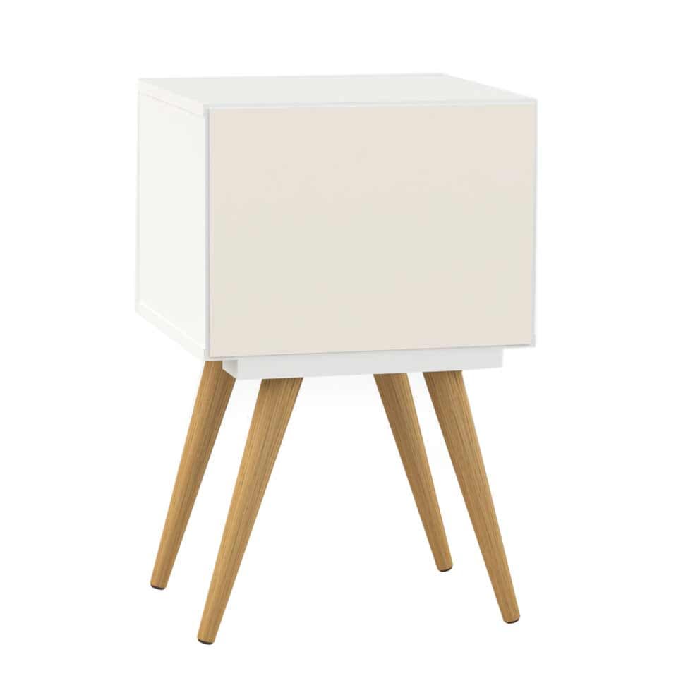 Mesa de Cabeceira Retrô 2 Gavetas Branca