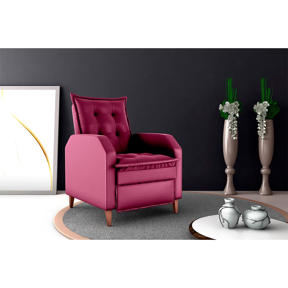 Poltrona Reclinável Yaris Veludo Marsala