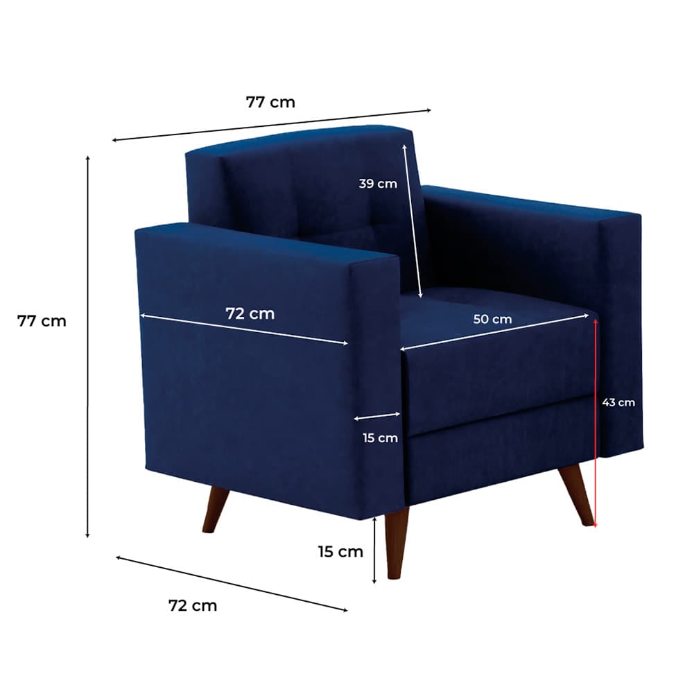Poltrona Vitrola Suede Azul