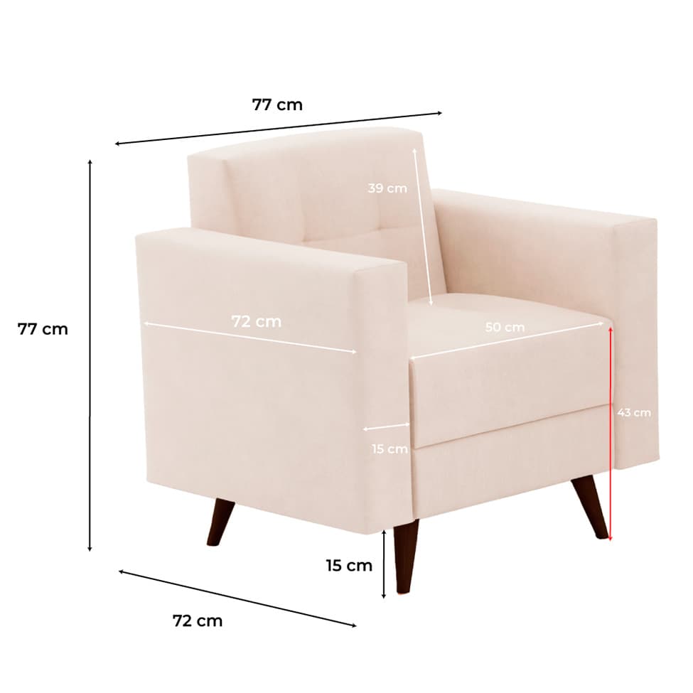 Poltrona Vitrola Suede Bege