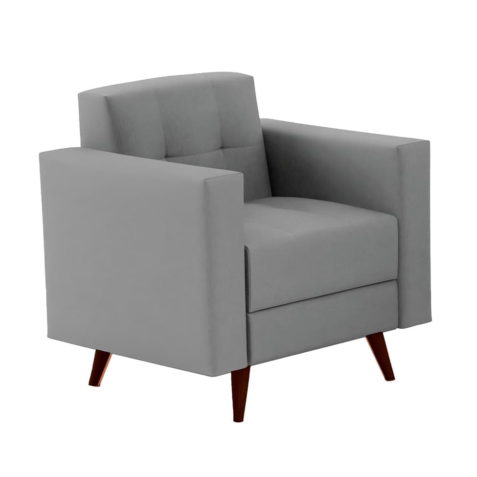 Poltrona Vitrola Suede Cinza