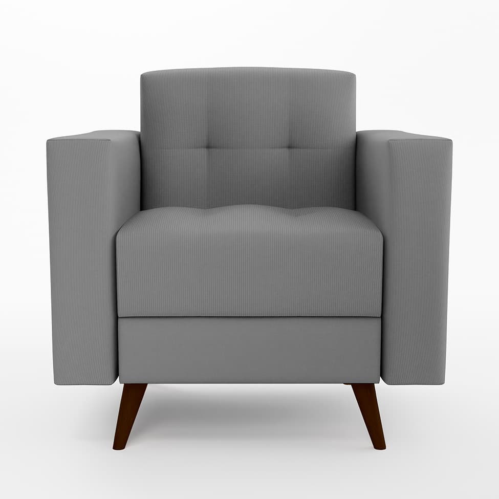 Poltrona Vitrola Suede Cinza