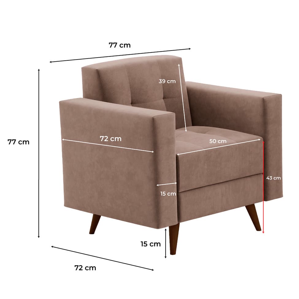 Poltrona Vitrola Suede Tabaco
