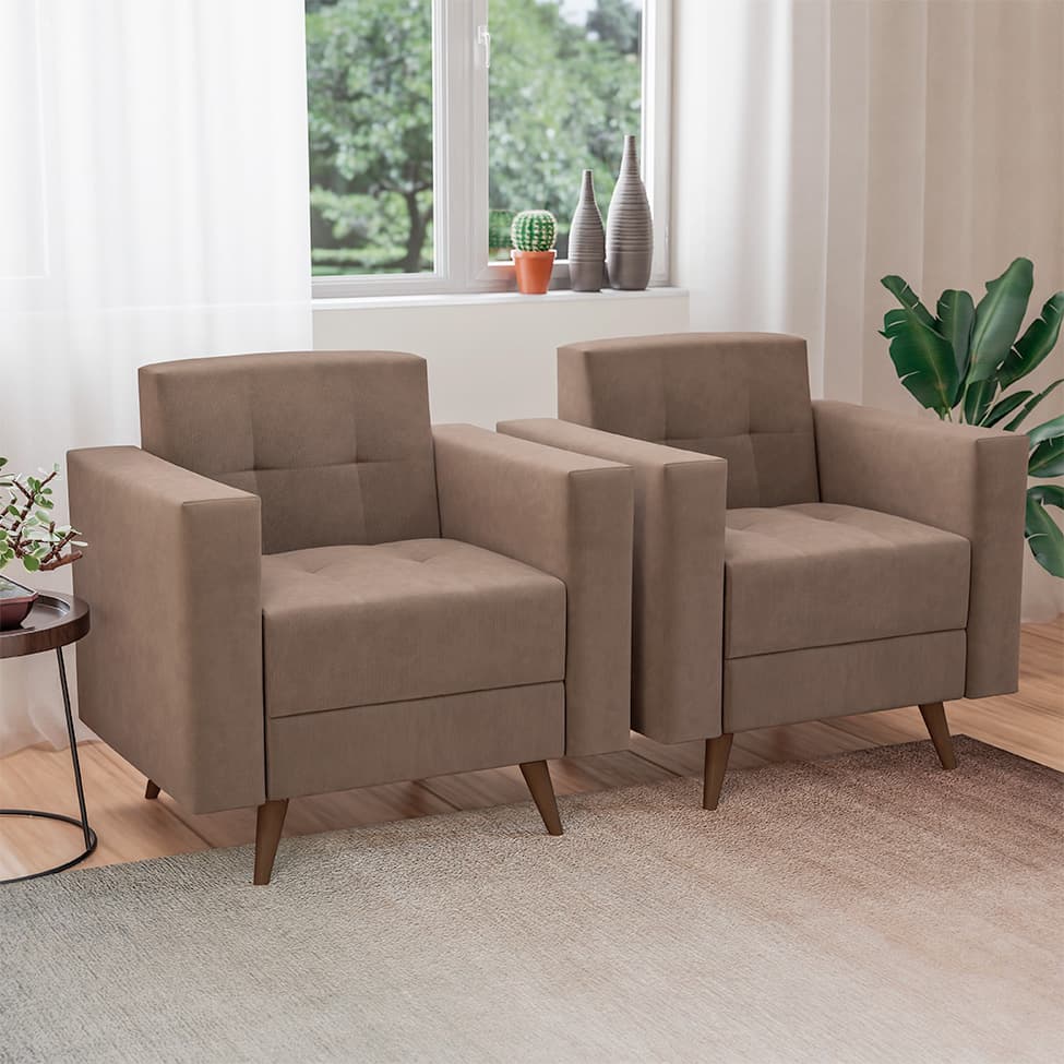 Poltrona Vitrola Suede Tabaco