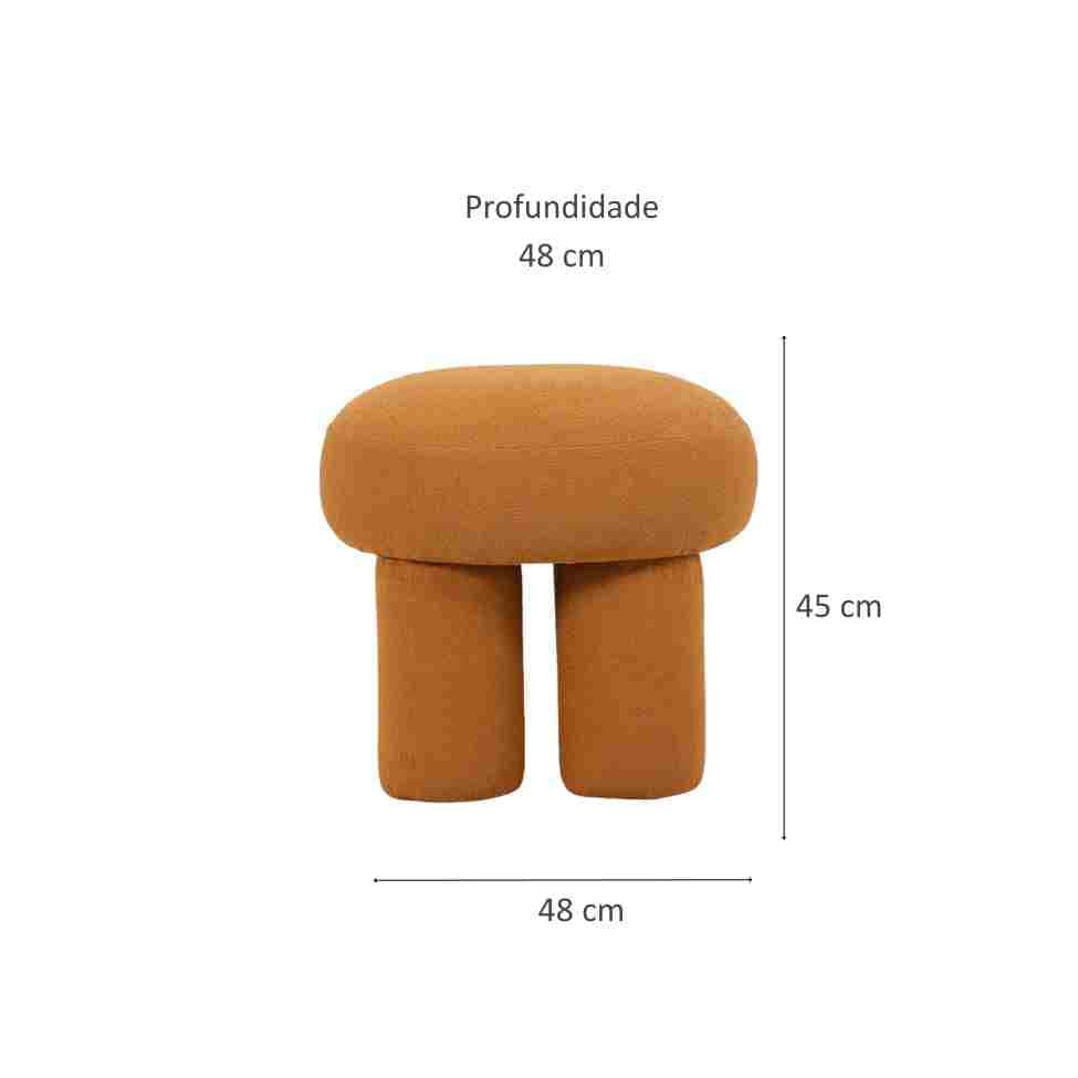 Puff Conexão Bouclé Amarelo Ocre