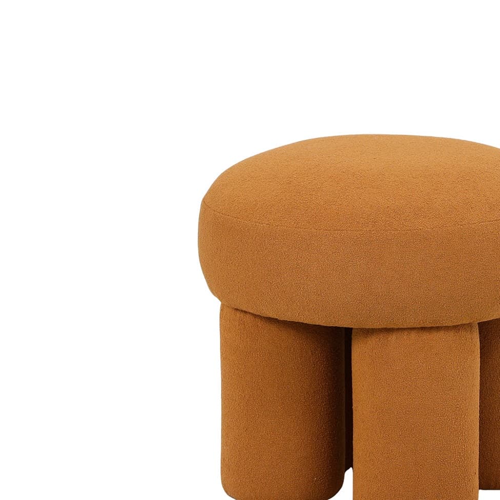 Puff Conexão Bouclé Amarelo Ocre