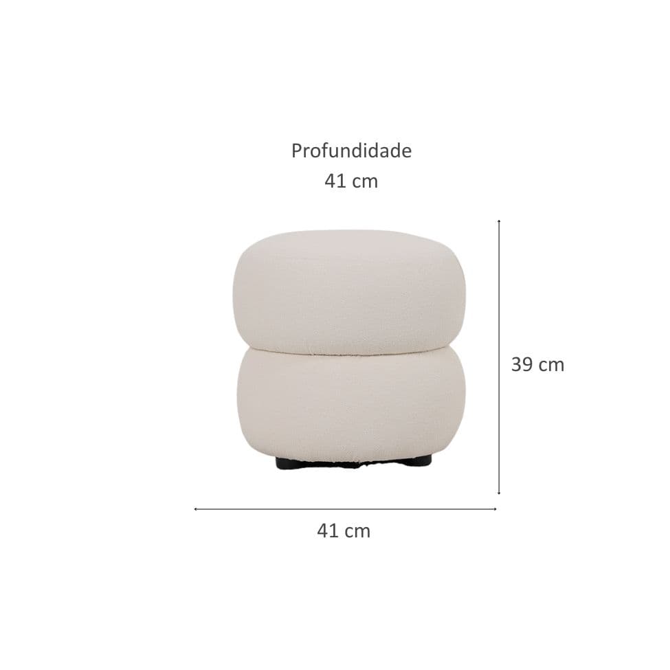 Puff Respiro Poliéster Off White
