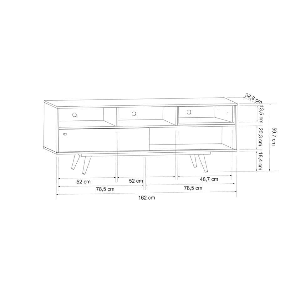 Rack Lyon Freijó e Azul Marinho 162 cm