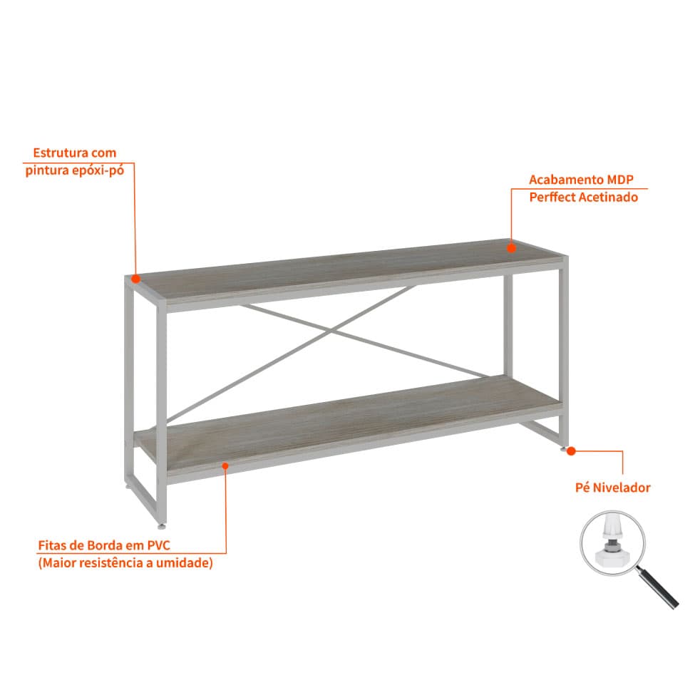 Rack Studio Snow e Branco 120 cm