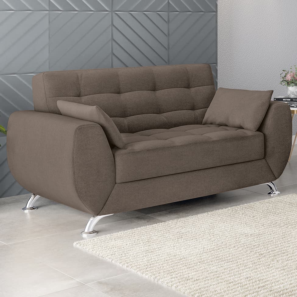 Sofá 2 Lugares Larissa Suede Castanho