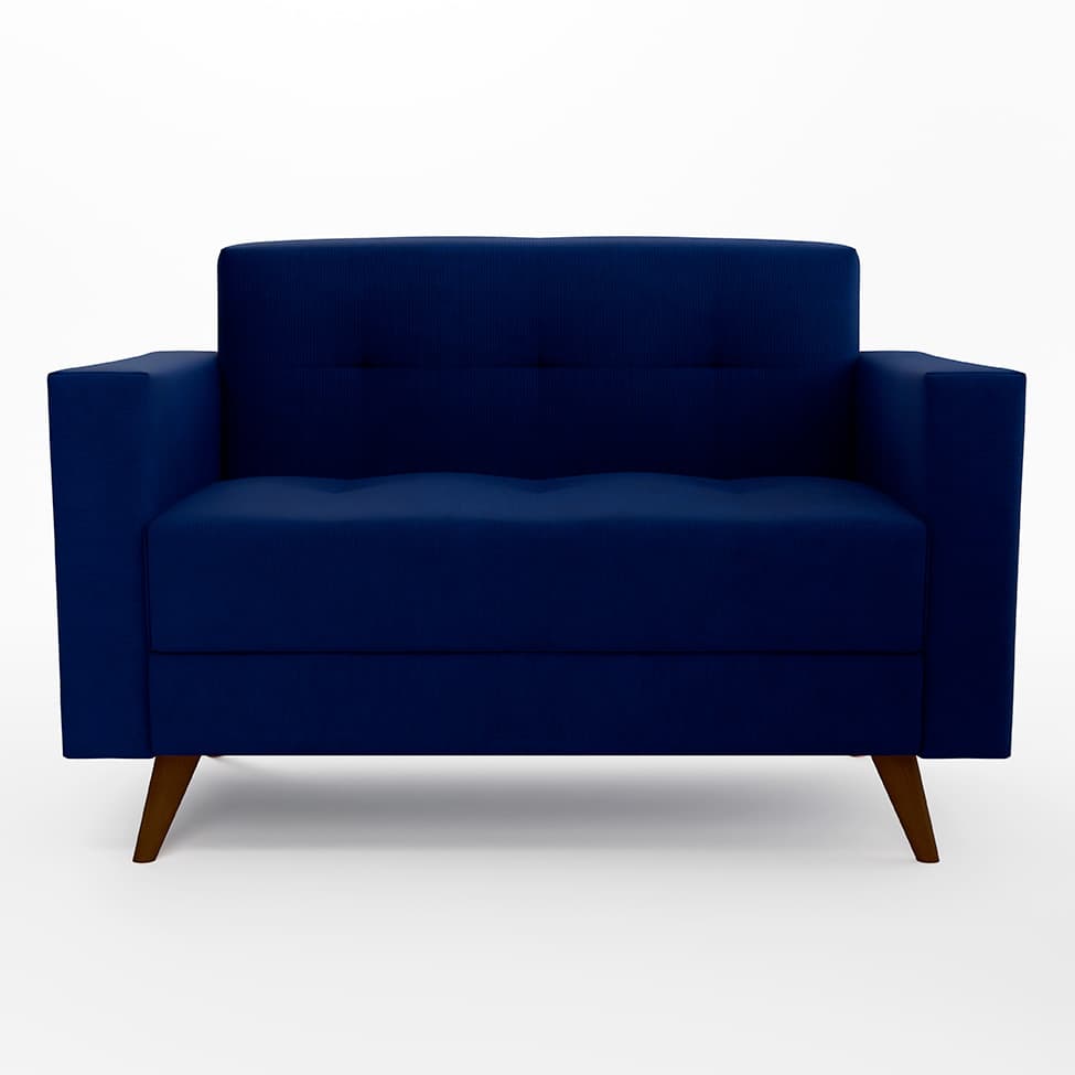 Sofá 2 Lugares Vitrola Suede Azul 123 cm