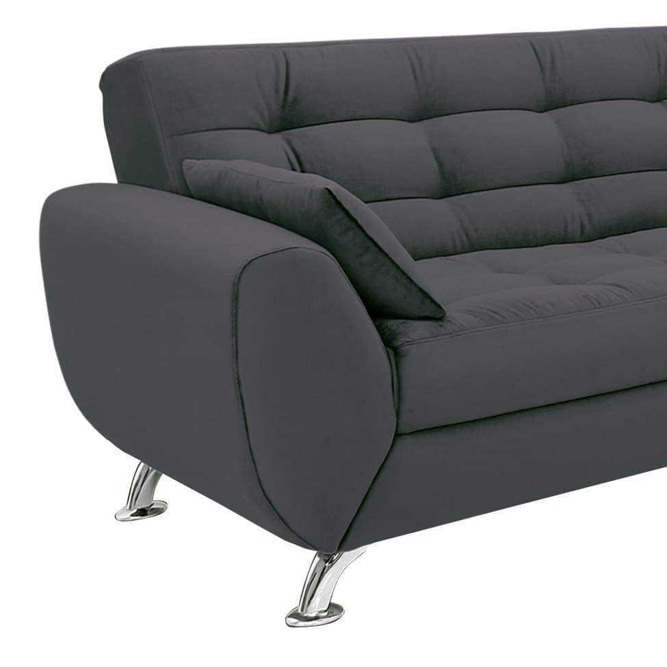 Sofá 3 Lugares Larissa Suede Cinza
