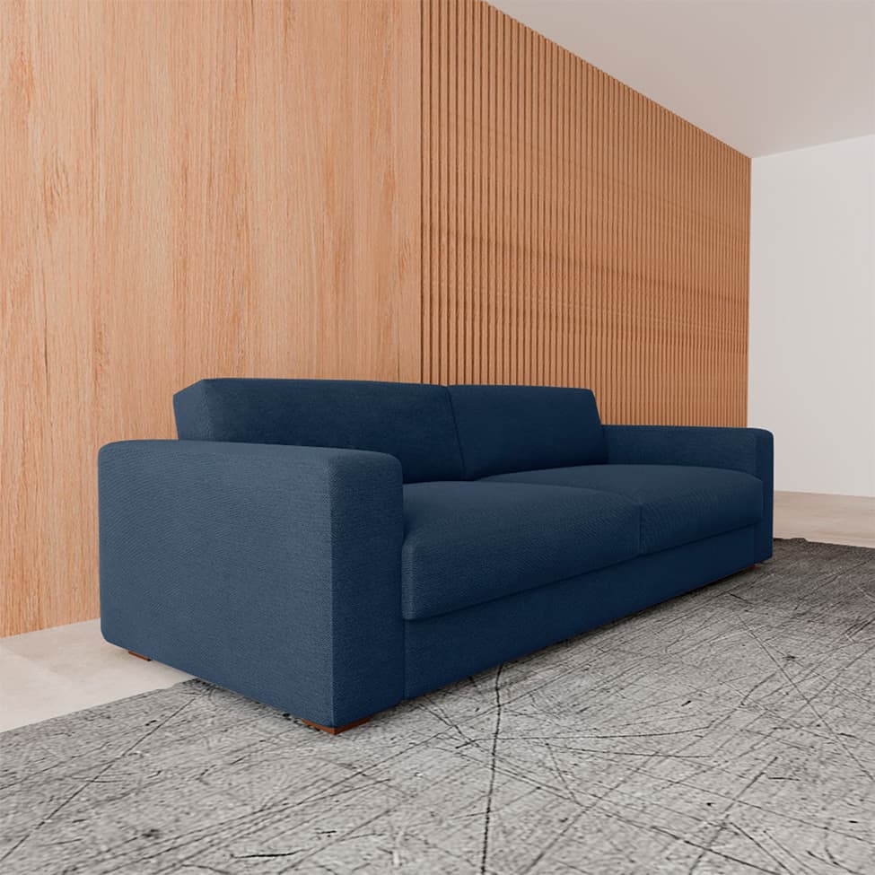 Sofá 3 Lugares Luigi Linho Azul 180 cm