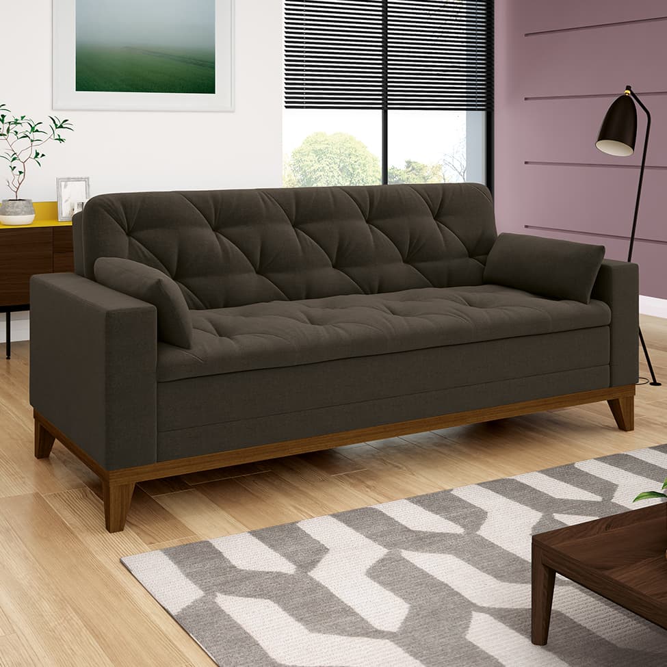 Sofá 3 Lugares Nevada Suede Marrom