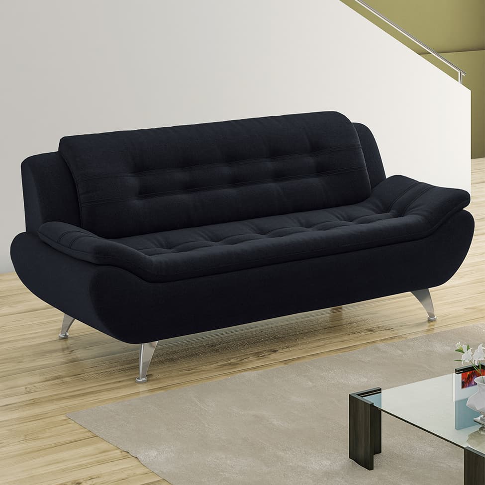 Sofá 3 Lugares New Passion Suede Preto