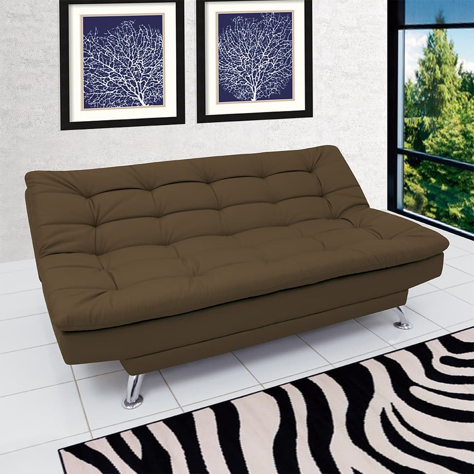 Sofá-Cama 3 Lugares Casal Premium Marrom