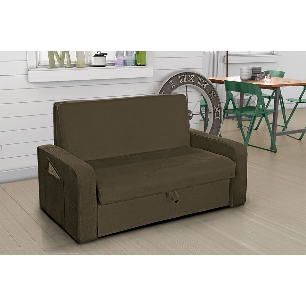 Sofá-Cama Daiane Veludo Light Marrom