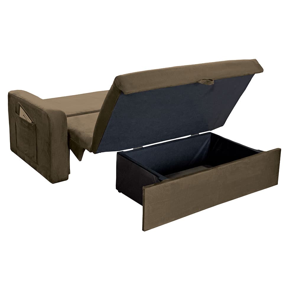 Sofá-Cama Daiane Veludo Light Marrom