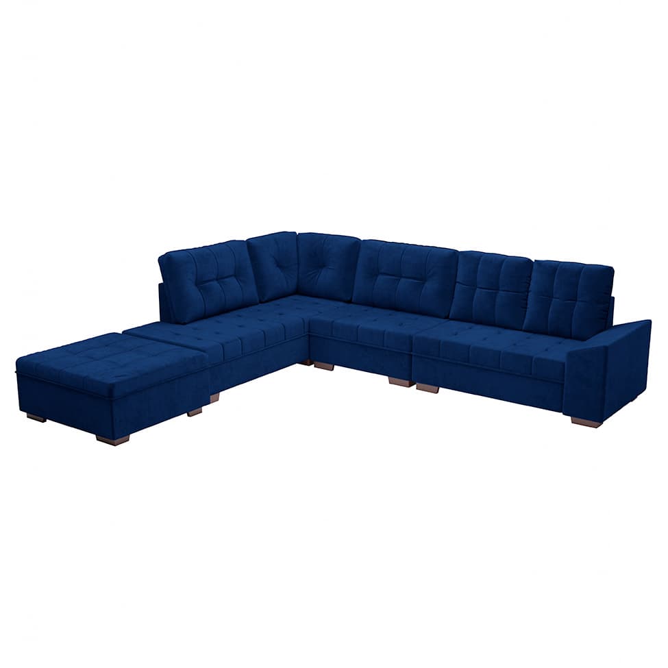 Sofá de Canto Leblon Veludo Azul
