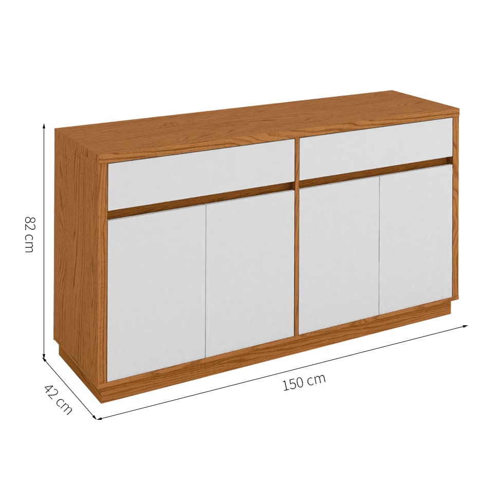 Buffet Ana 4 PT Off White e Ipê